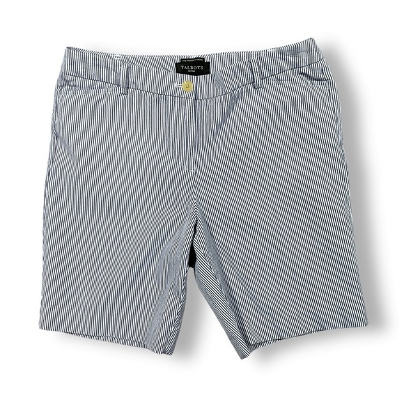 Talbots Pants - Talbots The Perfect Short Sz 10P Striped Blue Coastal Resort Nautical Travel